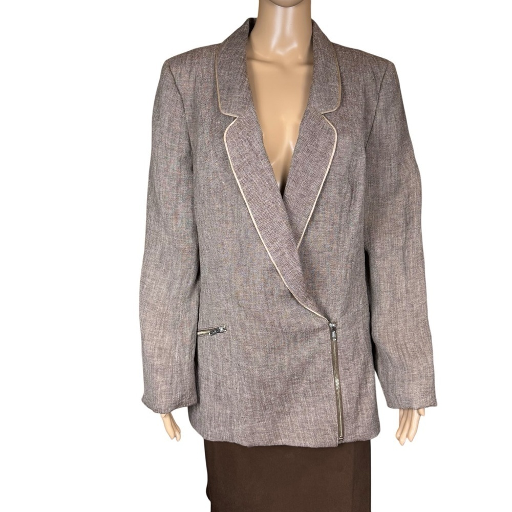 Emil Rutenberg Linen Asymmetrical Closure Blazer Size 12